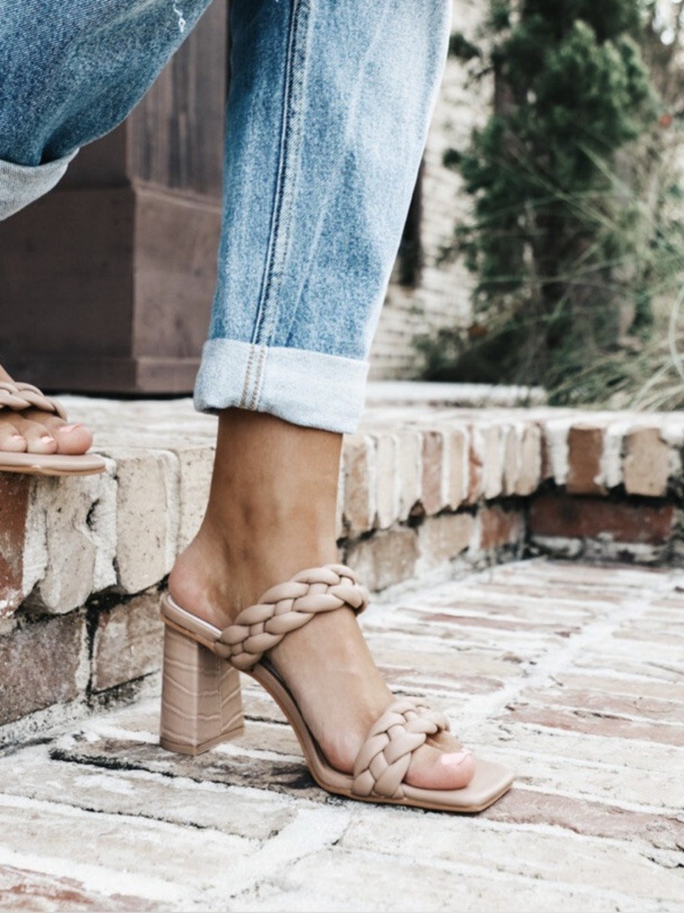 Dolce Vita Paily Braided Double-Strap Mules in Cognac Brown